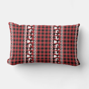 Buffalo Plaid Reindeer Fair Isle Lumbar Cushion