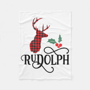 Buffalo Plaid Reindeer Rudolph Fleece Blanket
