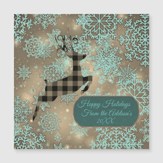 Buffalo Plaid Reindeer Snowflake Personalised  (Front)