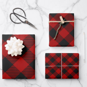 Buffalo Plaid Rob Roy Check Red Plaid Pattern Wrapping Paper Sheet