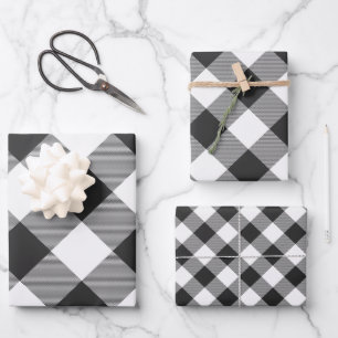 Buffalo Plaid Rob Roy Check White Plaid Pattern Wrapping Paper Sheet