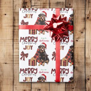 Buffalo Plaid Rottweiler Dog Christmas Wrapping Paper
