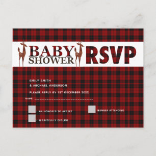 Buffalo Plaid RSVP BABY SHOWER Invitation Postcard