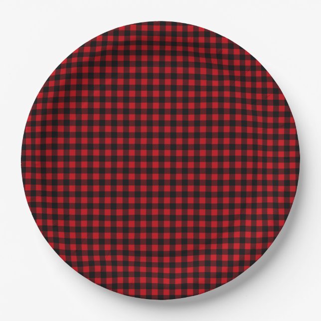 Buffalo Plaid Rustic Cabin Paper Plate (Front)