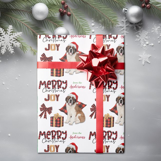 Buffalo Plaid Saint Bernard Dog Christmas Wrapping Paper (Creator Uploaded)
