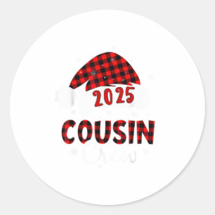 Buffalo Plaid Santa 2025 Cousin Crew Christmas Xma Classic Round Sticker
