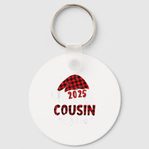 Buffalo Plaid Santa 2025 Cousin Crew Christmas Xma Key Ring