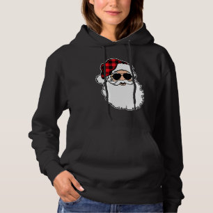 Buffalo Plaid Santa Claus Face Christmas Matching  Hoodie