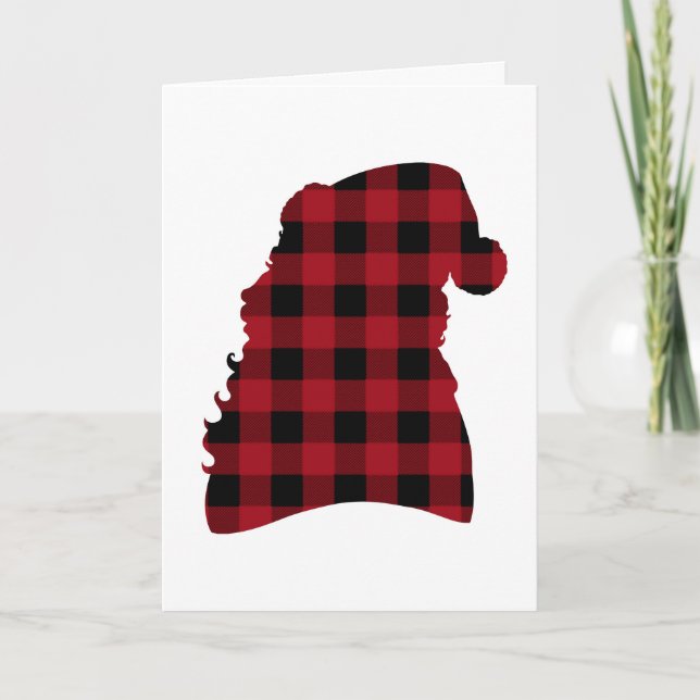 Buffalo Plaid Santa Silhouette Christmas Card (Front)
