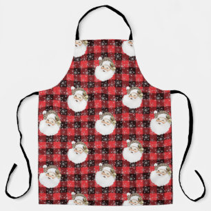 Buffalo Plaid Santa with Snowflakes & Stars Apron