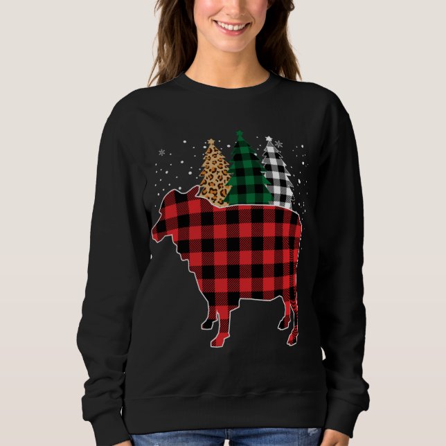 Buffalo Plaid Sheep Tree Leopard print Christmas P Sweatshirt (Front)