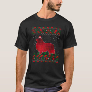 Buffalo Plaid Shetland Sheepdog Ugly Xmas Family M T-Shirt