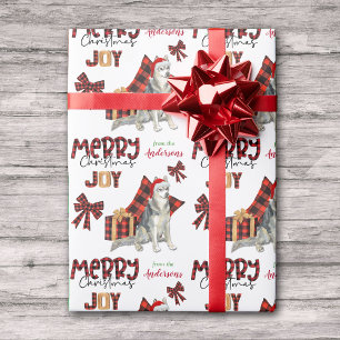 Buffalo Plaid Siberian Husky Dog Christmas Wrapping Paper
