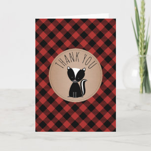 Buffalo Plaid Skunk Baby Shower Thank You Card