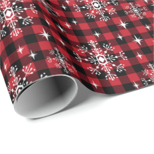 Buffalo Plaid snowflake christmas pattern Wrapping Paper