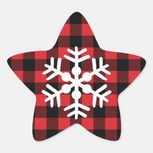 Buffalo plaid snowflake star sticker