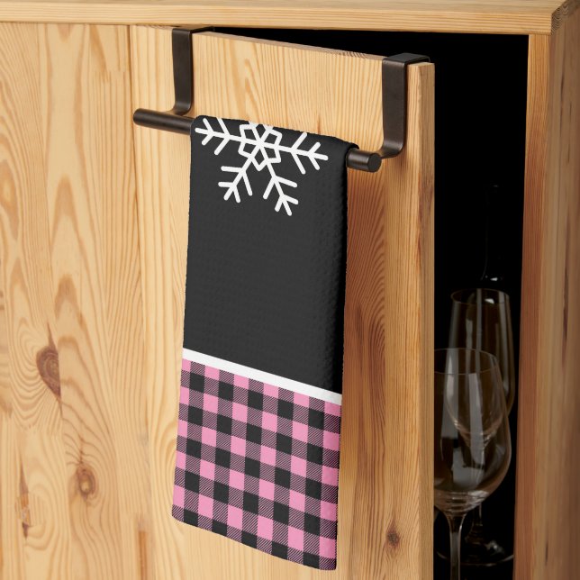 Buffalo Plaid Snowflake Tea Towel (Thirds Fold)
