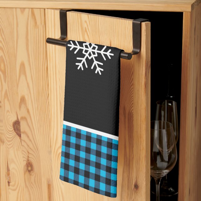 Buffalo Plaid Snowflake Tea Towel (Thirds Fold)