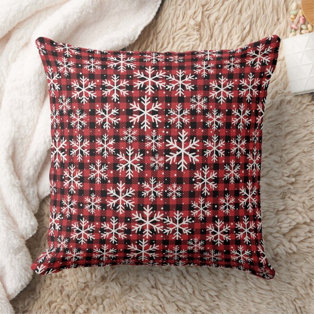 Buffalo Plaid Snowflake Winter Pattern Cushion (Blanket)