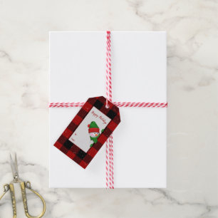 Buffalo Plaid snowman Gift Tags