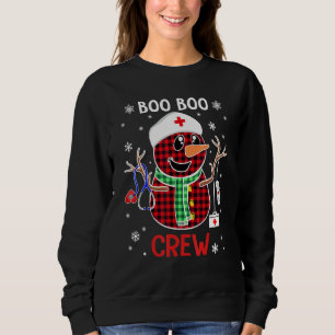 Buffalo Plaid Snowman Nurse Boo Boo Crew Christmas Sweatshirt