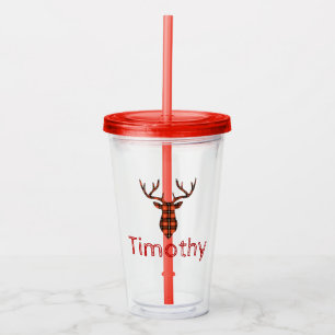 Buffalo Plaid Stag Acrylic Tumbler