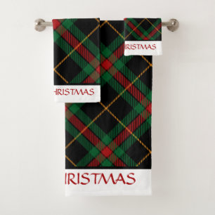 Buffalo Plaid Tartan Merry Christmas Bath Towel Set