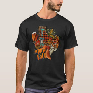 Buffalo Plaid Texas Happy Fall Pumpkin Thanksgivin T-Shirt