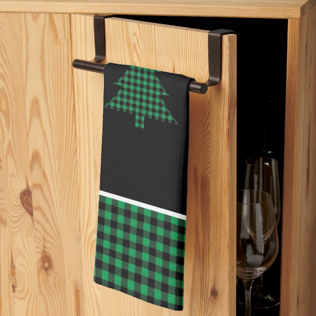 Buffalo Plaid Tree Tea Towel (Thirds Fold)