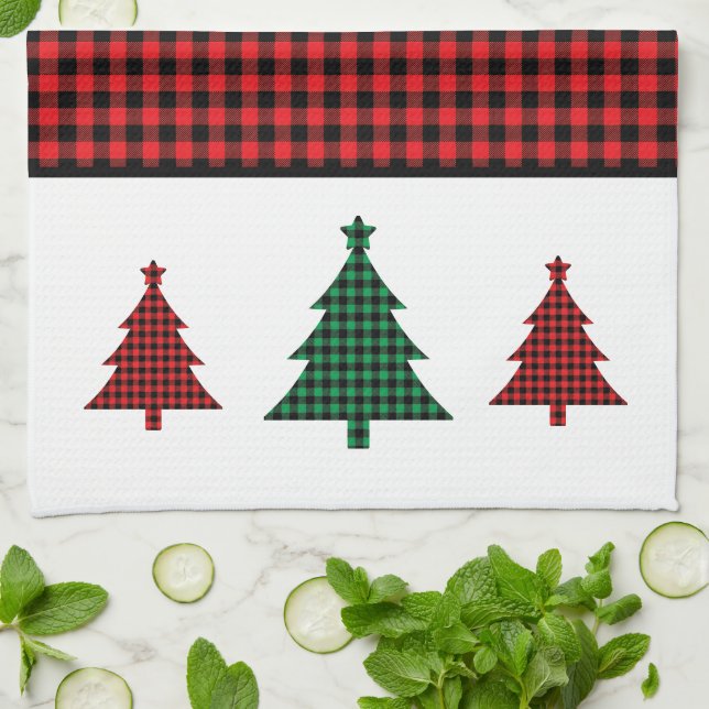 Buffalo Plaid Tree Tea Towel (Folded)