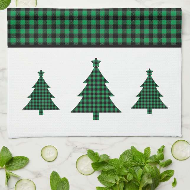Buffalo Plaid Tree Tea Towel (Folded)