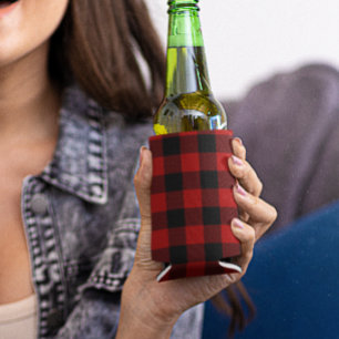 Buffalo Plaid Trendy Rustic Lumberjack Can Cooler