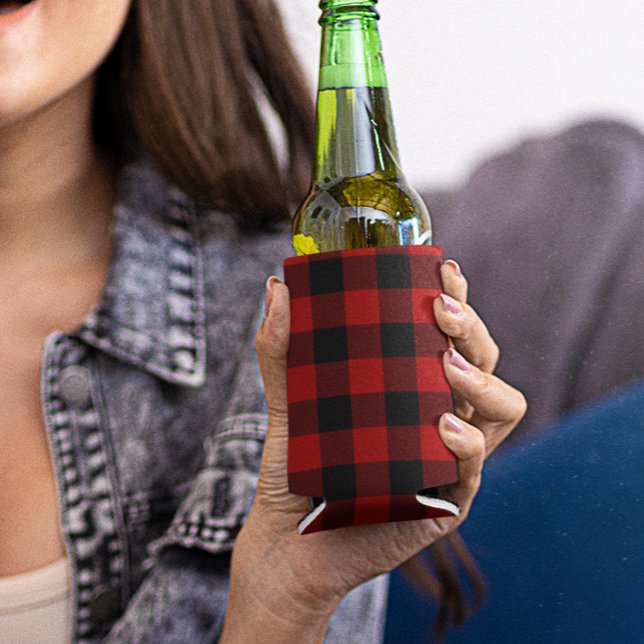 Buffalo Plaid Trendy Rustic Lumberjack Can Cooler (Creator Uploaded)