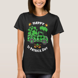 Buffalo Plaid Truck Irish Shamrock Happy St Patric T-Shirt