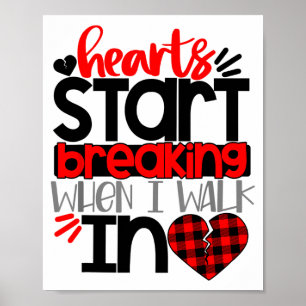 Buffalo Plaid Valentines Shirt Hearts Start Breaki Poster