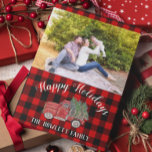 Buffalo Plaid Vintage Christmas Truck Photo Postcard<br><div class="desc">This design was created through digital art. It may be personalised by clicking the customise button and changing the photo, colour, adding a name, initials or your favourite words. Contact me at colorflowcreations@gmail.com if you with to have this design on another product. Purchase my original abstract acrylic painting for sale...</div>