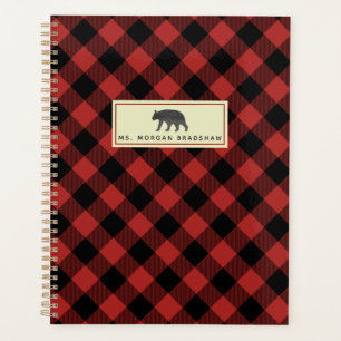 Buffalo Plaid Watercolor Bear Personalised Planner