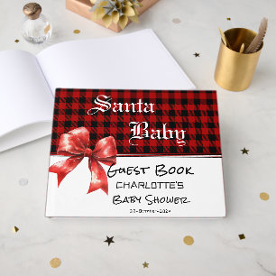 Buffalo Plaid Watercolor Bow Baby Shower Guest Book