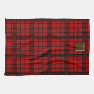 Buffalo Plaid with Maple Leaf ButtonAmerican MoJo  Tea Towel