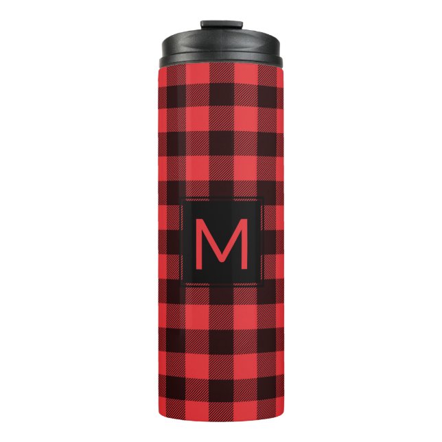 Buffalo Plaid with Monogram Thermal Tumbler (Front)