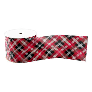 Buffalo plaid with white stripes grosgrain ribbon