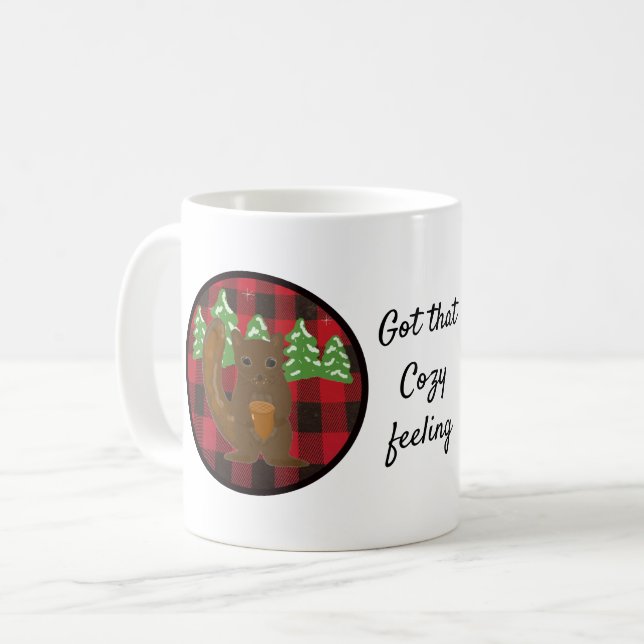 Buffalo Plaid Woodland Animals Coffee Mug (Front Left)