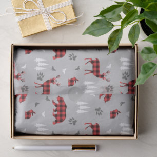 Buffalo Plaid Woodland Animals Pattern Tissue Paper