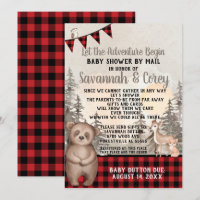 Buffalo Plaid Woodland Baby Shower by mail