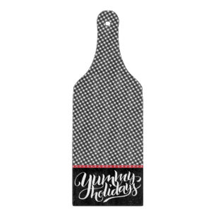 Buffalo Plaid Yummy Holidays Typography Red Black  Cutting Board