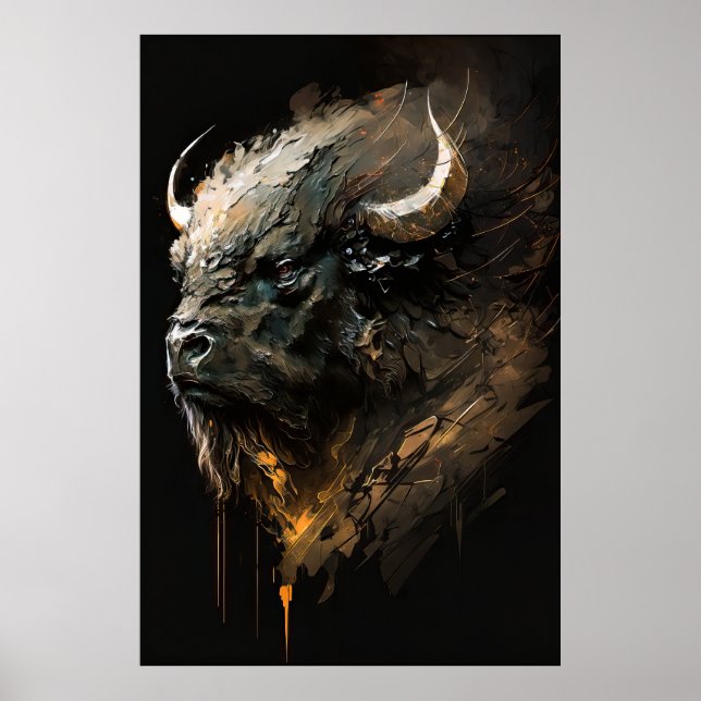 Buffalo Portrait Animal Nature Wildlife Art Poster (Front)
