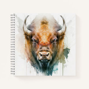 Buffalo Portrait Animal Painting Wildlife Outdoors Notebook