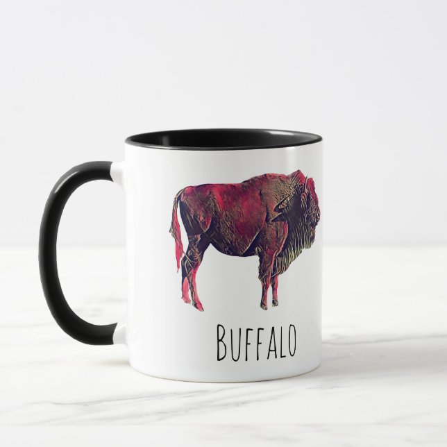 Buffalo Portrait Design For Bison or Wisent Animal Mug (Left)