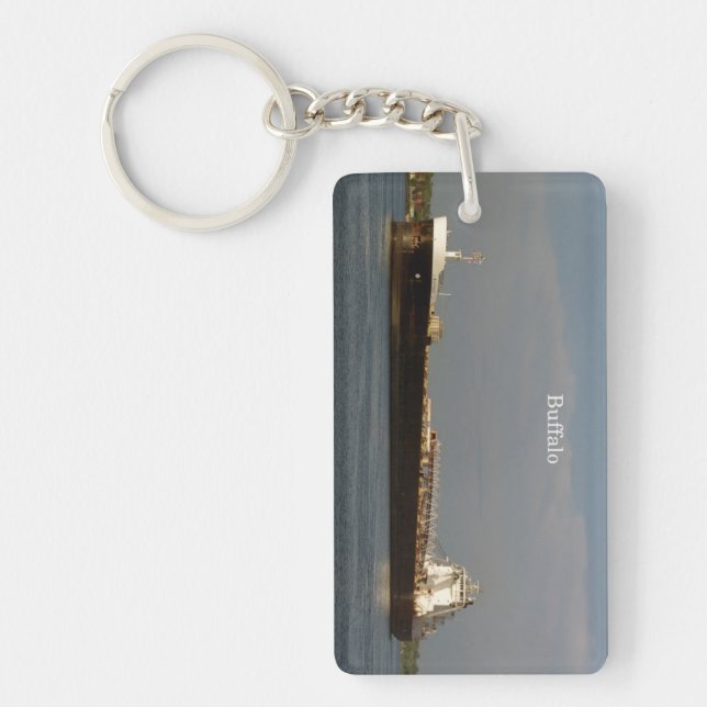 Buffalo rectangle acrylic key chain (Front)