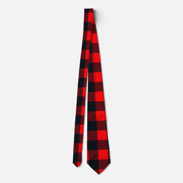 Buffalo Red and Black Shepherd's Plaid Pattern Tie (Back)